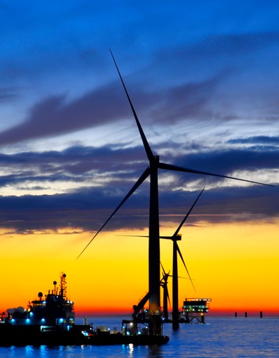Windturbine at Sea Dusk|Health and Safety North Wales|www.spsafteysewrvices